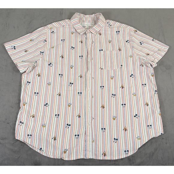 Disney Other - Disney Regular Men's Mickey Mouse Donald Duck Goofy Button-Down Shirt, Sz 2XL
